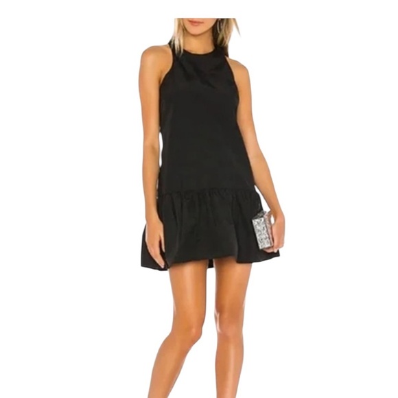 Amanda Uprichard Alejandra Black Ruffled Hem Mini Dress - Picture 2 of 10